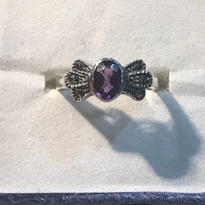 Vintage Amethyst marcasite silver ring